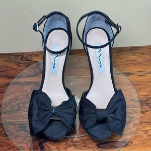 Nina Flosie Heels in Black Satin